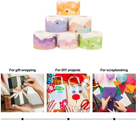 Coheali 6 Rolls Cloud Fairy Washi Tape гроздобер златен фолија Јапонска лента за маскирање ленти за ленти налепници за налепници уметнички занаетчиски материјали за подароци за пл