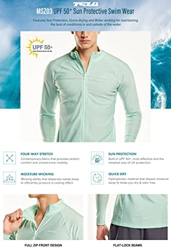Гарда за рашири со долги ракави на TSLA, UPF50+ UV/Sun Paterection Брзи суви кошули за пливање