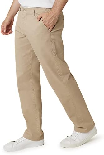 Чапс машки каки панталони - класично директно вклопување во случајна панталона - удобно истегнување чино со флексибилна лента за мажи за мажи