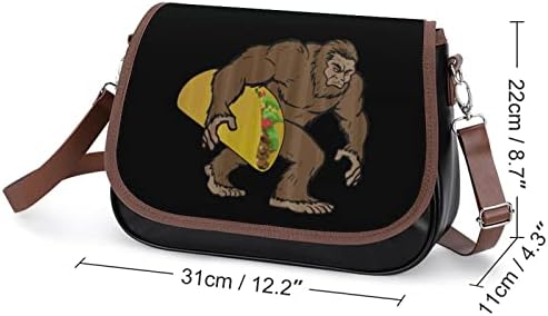 Sasquatch Bigfoot носи тако кожено средно рамо чанти модни обични торби со вкрстени крстови со каиш