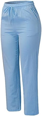 Памучни постелнини во Вокачи, панталони за лепење на еластични џебови од половината, високи постепени лабави панталони панталони за жени