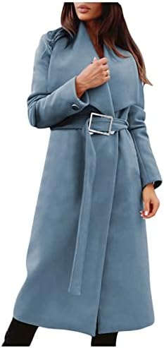 Cokuera женска мода есен зимска елегантна елегантна долга ракав лапел надворешна облека, обичен преголем палто за палто со кабичка со џеб