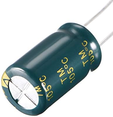 Uxcell Алуминиум радијален електролитски кондензатор Ниско ESR зелено со 1000UF 16V 105 Целзиусови живот 3000H 10 x 17 mm висока струја на бран,