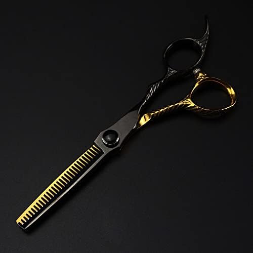 Ножици За сечење коса, 6 Инчен Професионален Јапонија 440с Челик Ножици Црно Злато Коса Ножици Фризура Чистење Бербер Сечење Ножици
