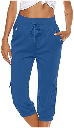 Juzhih женски капри панталони хулахопки меки удобни тренинзи за џемпери, каузални високи половини, јога панталони со џебови