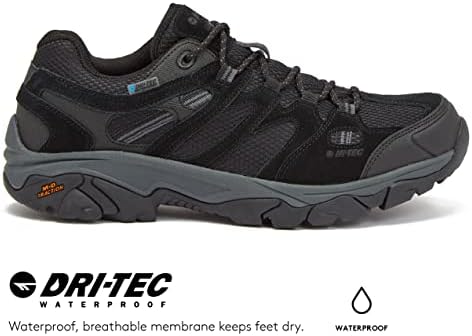 Hi-tec ravus wp ниски водоотпорни чевли за пешачење за мажи, лесни чевли на отворено и чевли за патеки, големини од 7 до 15, средни