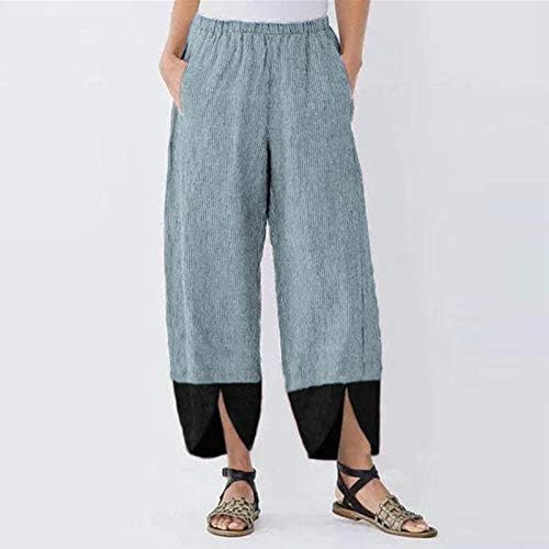 Shengxiny товарни панталони за жени обични памучни постелнини цврсти џемпери крпеници неправилни лабави широки нозе, буги панталони