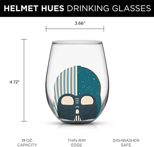 Џојолт Војна На Ѕвездите Шлем Нијанси Тамблери Стебленца Очила. Комплет од 4 Големи Чаши За Пиење Стакло Без стебло Од 19оз, Кујнски