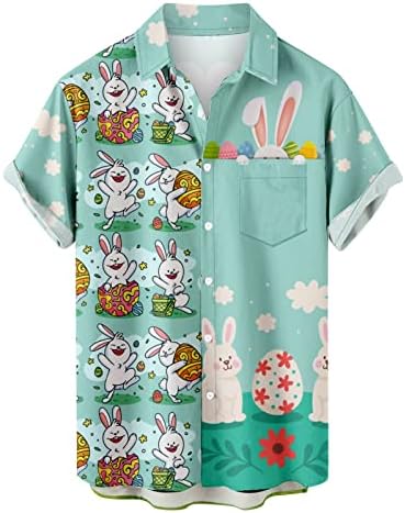 Велигденски кошули за мажи со лекови за кратки ракави со кратки ракави надолу со кошули со редовно вклопување на блуза за удобност на врвови на блузи