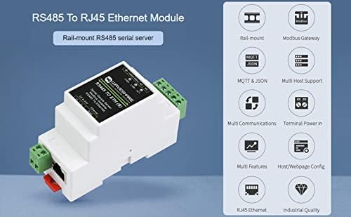 WaveShare RS485 во Ethernet Converter Industrial Serial Series Server Server TCP/IP до сериски модул Поддршка Modbus Gateway, MQTT/JSON