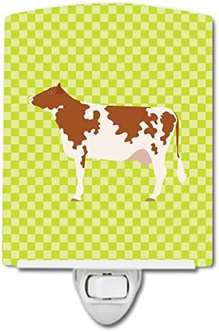 Богатства на Каролина BB7653CNL Аиршир крава зелена керамичка ноќна светлина, компактен, ул-сертифициран, идеален за спална соба, бања, расадник, ходник, кујна,