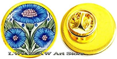 Сина цветна фотографија со пила, сина цветна брош, цветна брош, сино цвеќе накит, цветно фотографирање, сина брош, пролетен цвет, М230