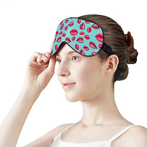 Црвени усни печатено за спиење маска за очи меко занишано капаче со прилагодлива лента за ноќни очила за очила за мажи за жени