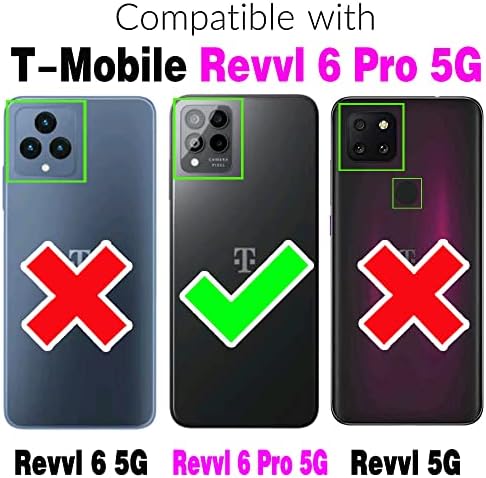 Компатибилен Со T-Mobile Revvl 6 Pro 5G 2022 Паричник Случај И Калено Стакло Заштитник На Екранот Флип Капак Картичка Кутии За Мобилни