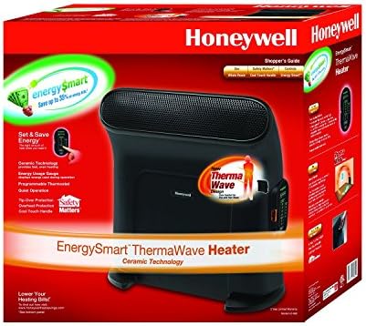 Honeywell EnergySmart Термоваве Керамички Простор Грејач, Црно-Енергетски Ефикасен Керамички Грејач Со Две Поставки За Топлина