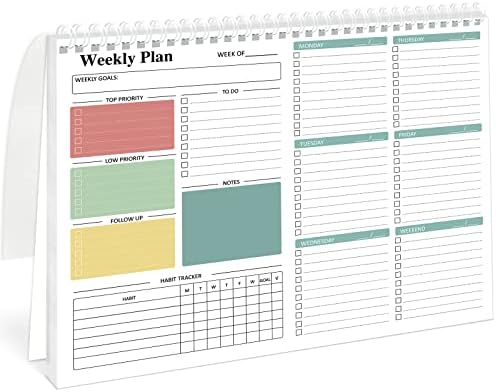 Неделен Планер За Подлога За Белешки За Списоци - Дневна Листа За Обврски, Неделни Листови Без Датум 52, Неделна Тетратка За Цели 8, 5х11 ,