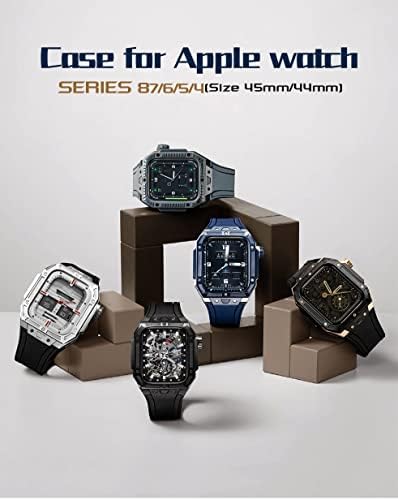 TWRQA Луксузни Модификација Комплет Случај Часовник Бенд за Apple Види 8 7 45mm Челик Ремен за Iwatch Серија 8 7 45mm Часовник Ремен Ремен