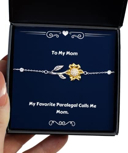 Забава мама подароци, мојот омилен паралегал ме нарекува мамо, уникатна нараквица од сончоглед за мајка од син