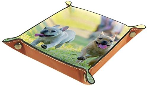 Lyetny две француски Булдог Кученце Трчање Играње Организатор Фиока Кутија За Складирање Кревет Caddy Десктоп Фиока Промена Клуч
