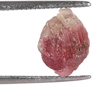 GemHub 2,85 ct природна сурова груба розова турмалин за заздравување, лабав скапоцен камен за декорација, полирање, заздравување
