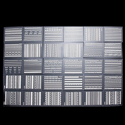 Wookoto 30 листови Случајна шема Бела нокти вода Декласирање на налепници за пренесување на нокти со 1 парчиња анти-статички пинцети