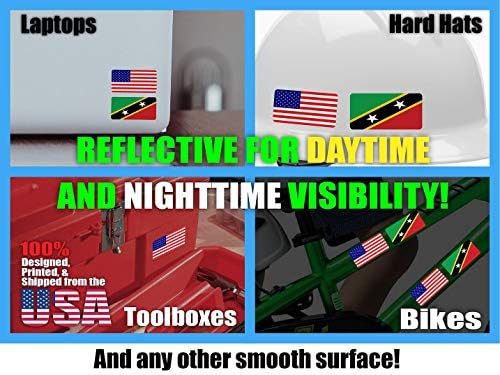 3М рефлексивни Свети Китс и Невис и налепници на знамето на САД | Разновидни безбедносни решенија | Тврди капи, лаптопи, велосипеди, кутии со алатки