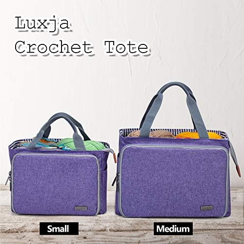 Luxja Мала торба со тота со капчиња, торба за складирање на предиво за мали недовршени проекти, куки за капчиња и други додатоци, виолетова