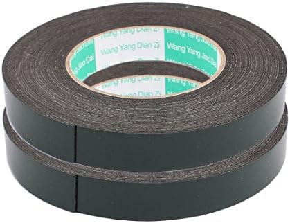 AEXIT 2PCS 20мм лента x 1mm Црна двојна еднострана самостојна лепила за маскирање на касета за пена од сунѓер 10м должина