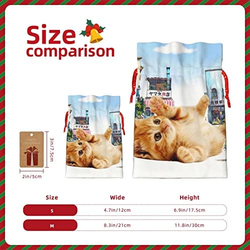 Жици За Влечење Божиќни Торби За Подароци Мачка-Аниме-Јапонија Претставува Торби За Завиткување Божиќни Вреќи За Завиткување Подароци