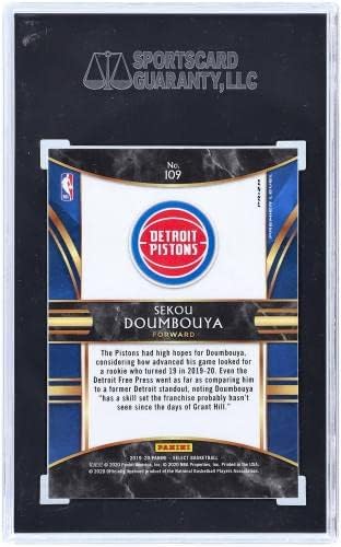 Sekou Doumbouya Detroit Pistons 2019-20 Panini Изберете златен бран Prizm Дебитант картичка 109 SGC Автентицирана 9 трговска картичка