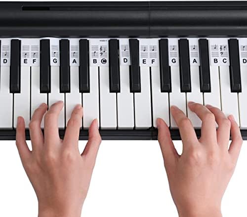 Отстранлив етикети за тастатура за пијано - Водич за силиконски пијано за почетник, пијано клуч за музички ноти за букви без налепници