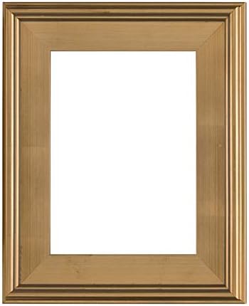 Креативна марка Плеин Ер Дрвена уметничка рамка, гроздобер златен лист несовршен финиш - единечна отворена рамка за слики од платно