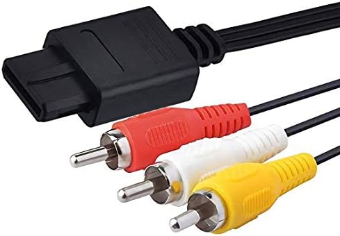 N64 AV кабел, композитен АВ кабелски кабел компатибилен со Nintendo 64 N64, компатибилен со Nintendo SNES, компатибилен со GameCube GC