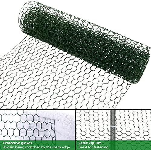 Абофкс зелена пилешка жица мрежа, 118 x 15,7 во пилешка жица за аранжмани за форули, градинарска жица од жица од жица, хексагонална