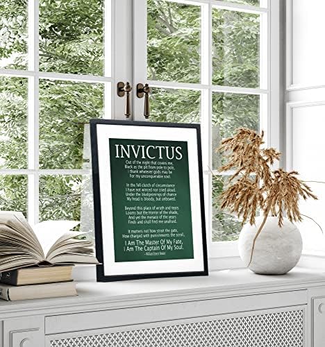 Invictus песна врамена уметничка печатење од Вилијам Ернест Хенли / Инспиративна песна Цитати за домашни украси, постер за мотивациони подароци