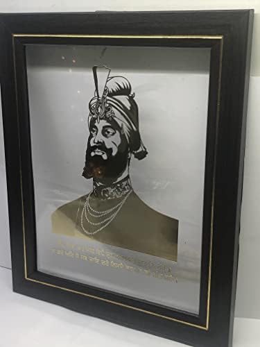 Shree Kreations Guru gobind Singhji Wallидна рамка за дома и канцеларија злато позлатен гуру govind singh дрвен фото рамка Сики Декоративни предмети