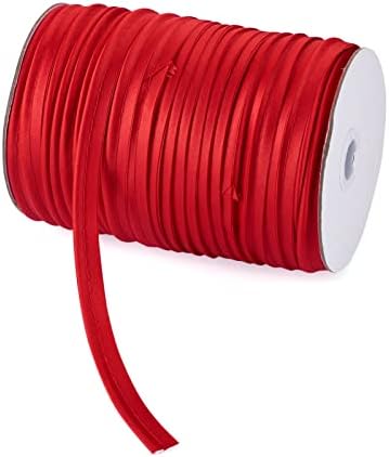 109 јарди 3/8 инчи широка ткаенина максимална цевка полиестер за пристрасност за пристрасност за шиење и украси, црвено