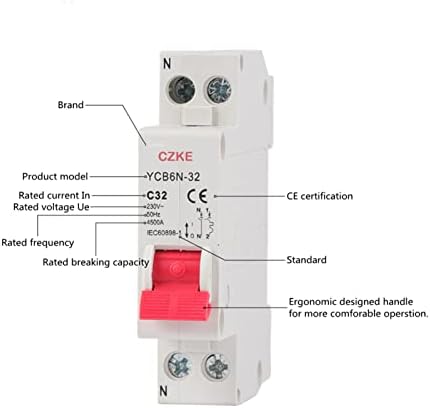 Bneguv YCB6N-32 6-32A 1P+N MCB Минијатурно коло за прекинување на колото-неутрален прекинувач Електричен прекинувач Домашна безбедност