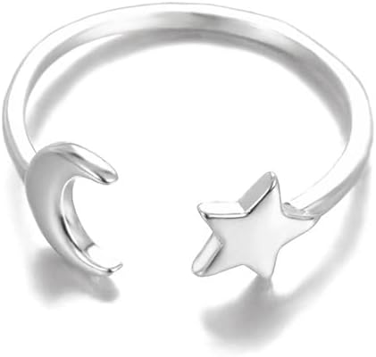 Longliter романтични жени ringвонат сребрени бои starsвезди и накит за месечина прилагодливи додатоци за женски прстени - Платинум
