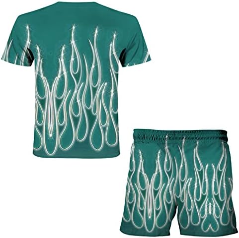 Стоута машка дво-парковна обична тренерка, спортска облека со кратки ракави маици за џогирање шорцеви летни активни облеки