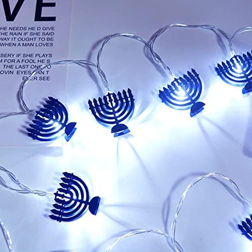 Bvgfsahne најголемиот дел од забавата фаворити 10 LED Chanukah Hanukkah String Party Light Decors Candlestick Battery управувано предводени за