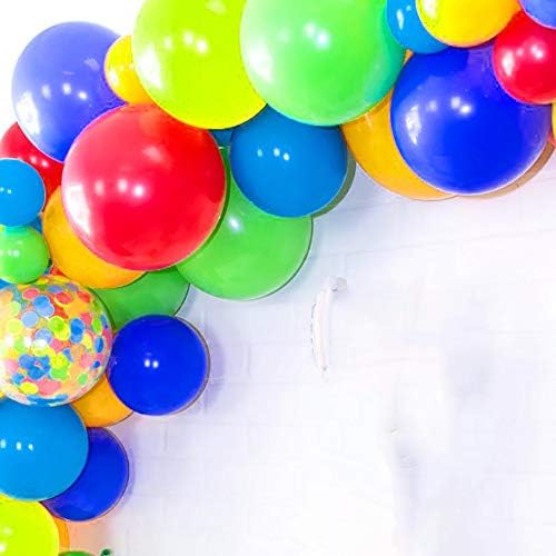 Циркус карневалска забава балони гарланд лак комплет, балони за забава на Fiesta Rainbow, црвено жолто сино балон за декорација на балони