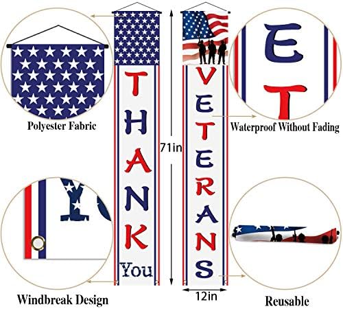 Ви благодариме Ветерани Виси Знаме Меморијален Ден Ветерани Ден Декорација Американско Знаме Патриотска Декорација за 4 јули
