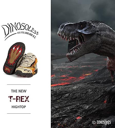 Динозоли 3Д Т-Рекс трепкање предводени чевли со високи деца со диносаурус. Лесни патики за деца. Тан мали деца со 13 големина.