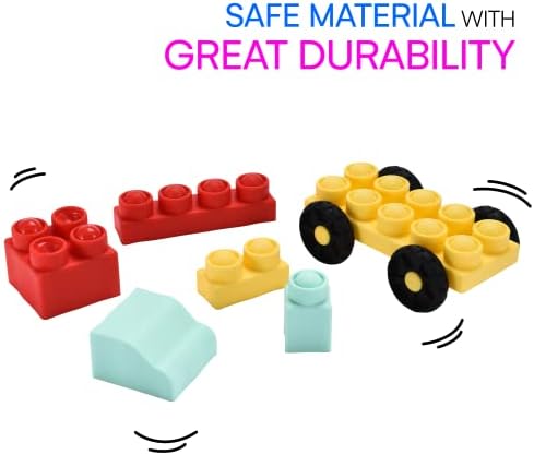 Нелиблу силиконски пискав притисок за градежни блокови автомобил - играчка за загатка на поп -фитџет - едукативна сензорна играчка за меурчиња DIY - производи за сенз
