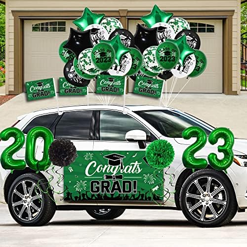 Класа На 2023 Дипломирање Парада Автомобил Украси Зелена Дипломирање Партија Декор Честитки Град Автомобил Банер Дипломирање