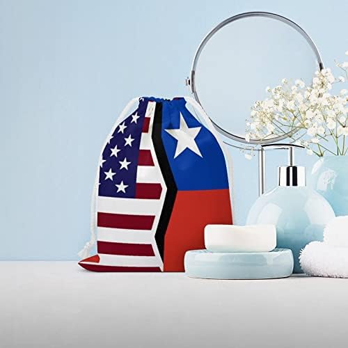 Американско И Чилеанско Знаме Платно Торба За Складирање Еднократно Врвка Торбичка Торбичка Торба За Намирници За Домашно Патување