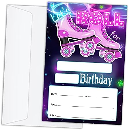 Роденденски Покани Картички Со Пликови Комплет од 20-ајде Покани За Роденден На Лизгање На Ролери За Деца, Момчиња или Девојчиња, Прослава