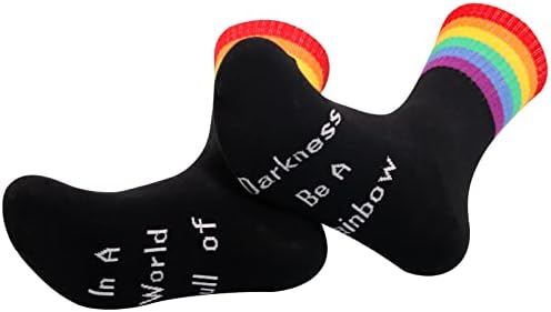 ЈНИАП 2 Pairs Gay Pride Socks LGBT Pride Day Gift for Men Women In A World Full Of Darkness Be A Rainbow Gay Couple Gifts
