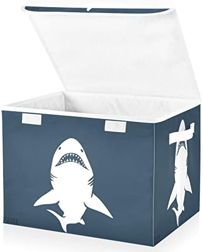 Крафиг Рачно Нацртана Кутија За Складирање На Животинска Ајкула Голема Коцка Организатор Корпи Контејнери Корпи Со Капаци Рачки За Организација
